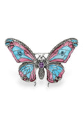 Marcasite Butterfly Brooch | Blue & Pink