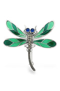 Marcasite Butterfly Brooch | Green Enamel