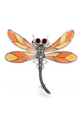 Marcasite Butterfly Brooch | Orange Enamel