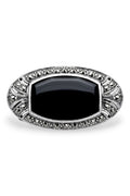 Onxy & Marcasite Oval Brooch