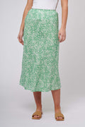 Bias Skirt in Basil Ditsy