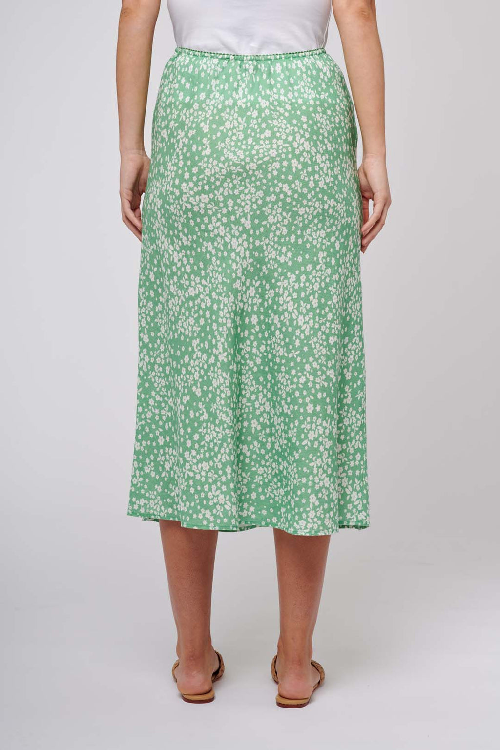 Bias Skirt in Basil Ditsy