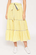 Delilah Linen Skirt in Banana Gingham