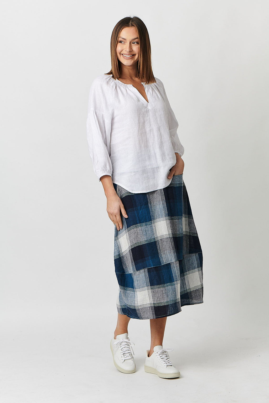GA384 Skirt in Lagoon Plaid