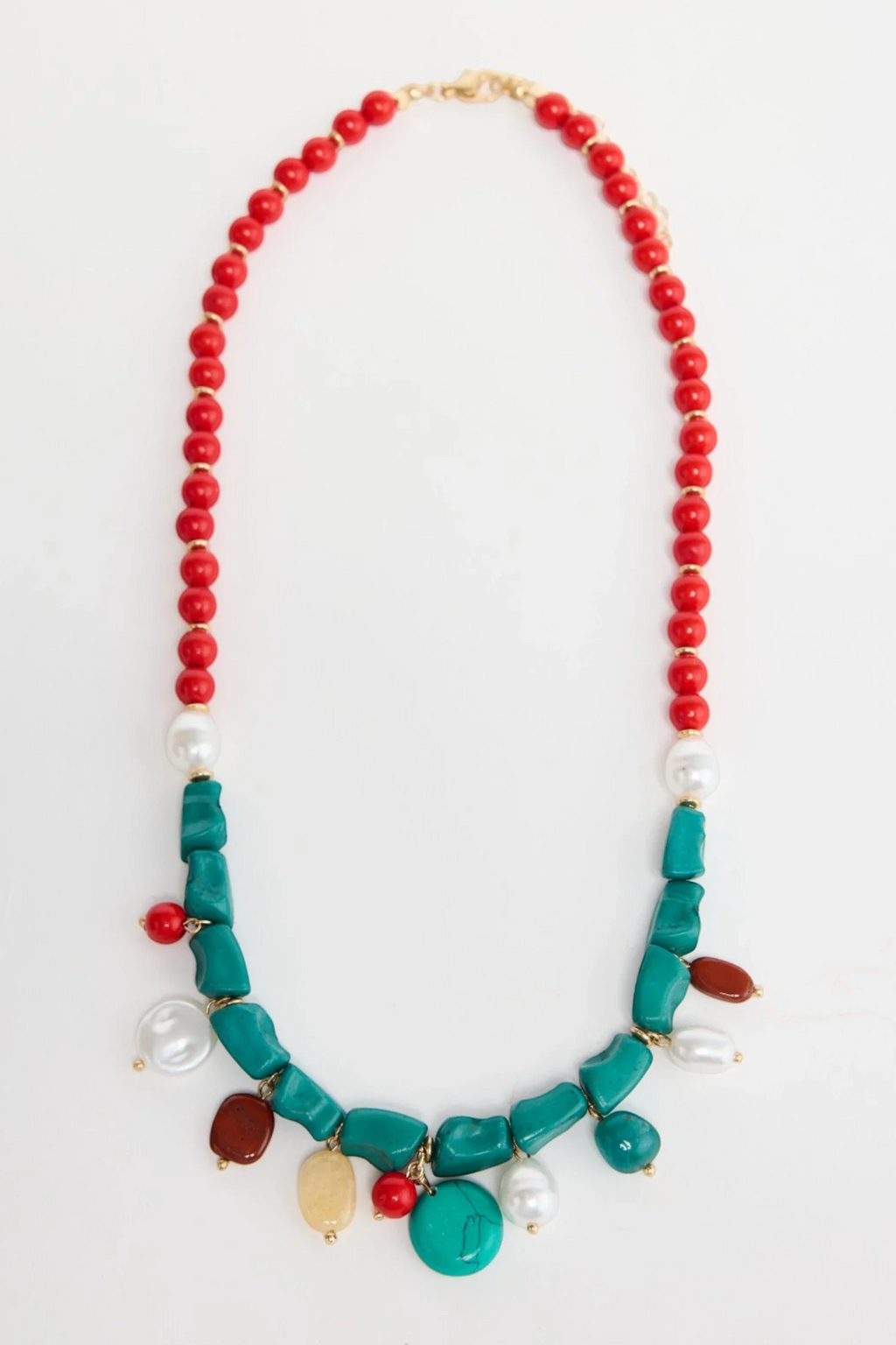 Ezra Necklace | Aqua/Red