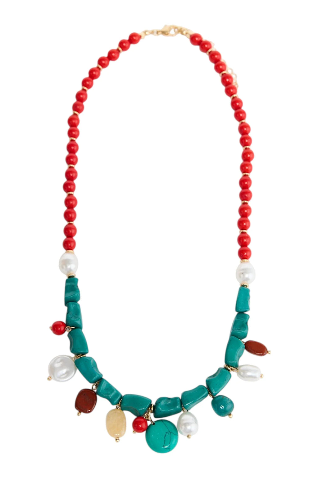 Ezra Necklace | Aqua/Red