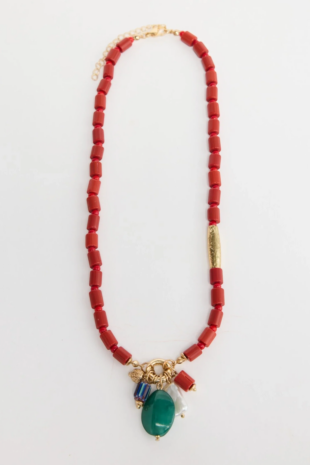 Elias Necklace | Aqua/Red
