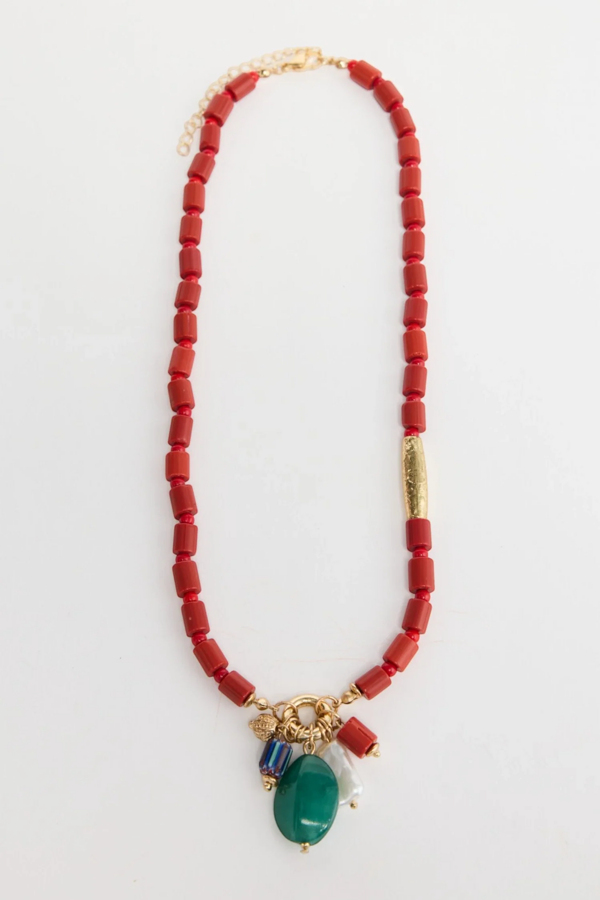 Elias Necklace | Aqua/Red