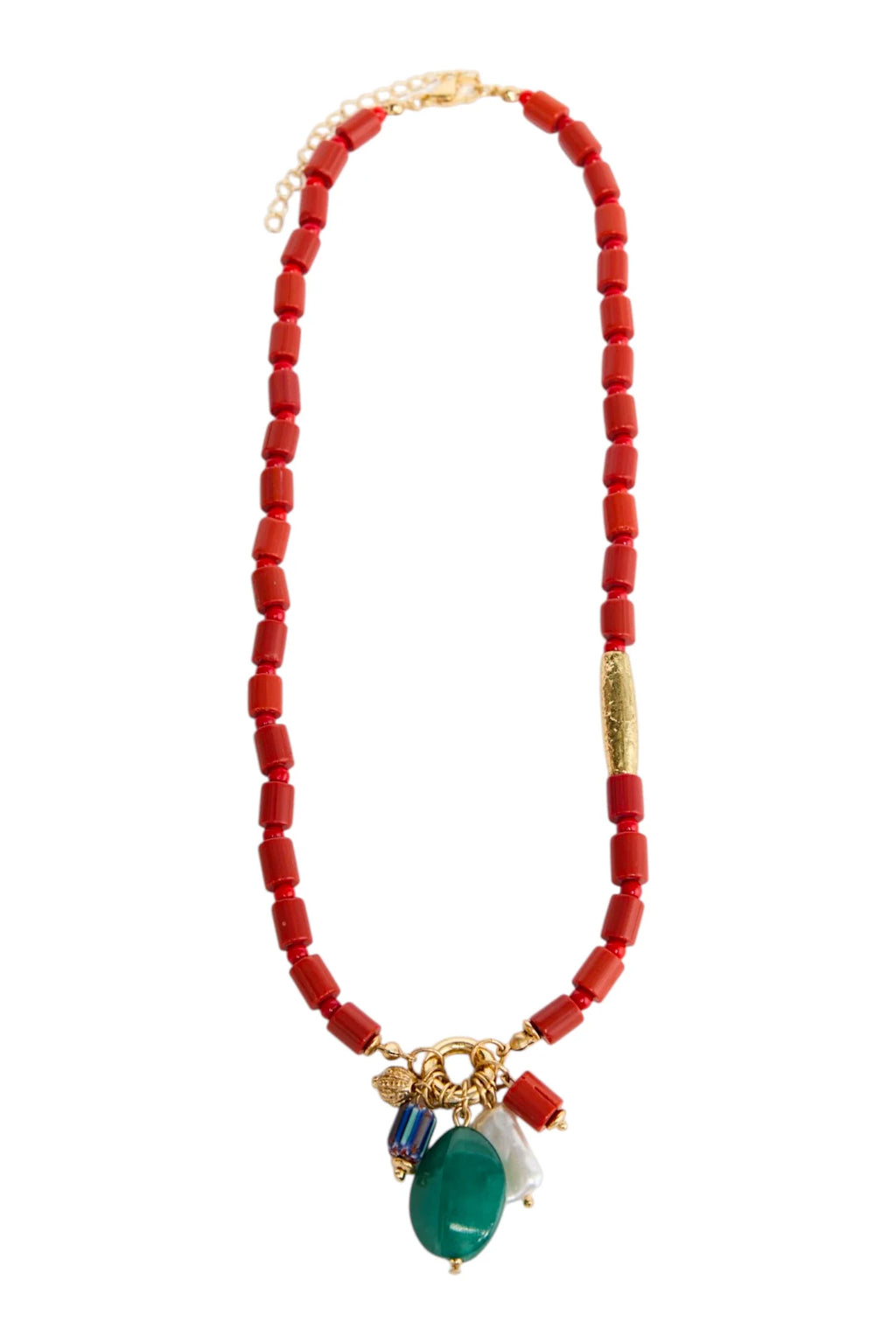 Elias Necklace | Aqua/Red