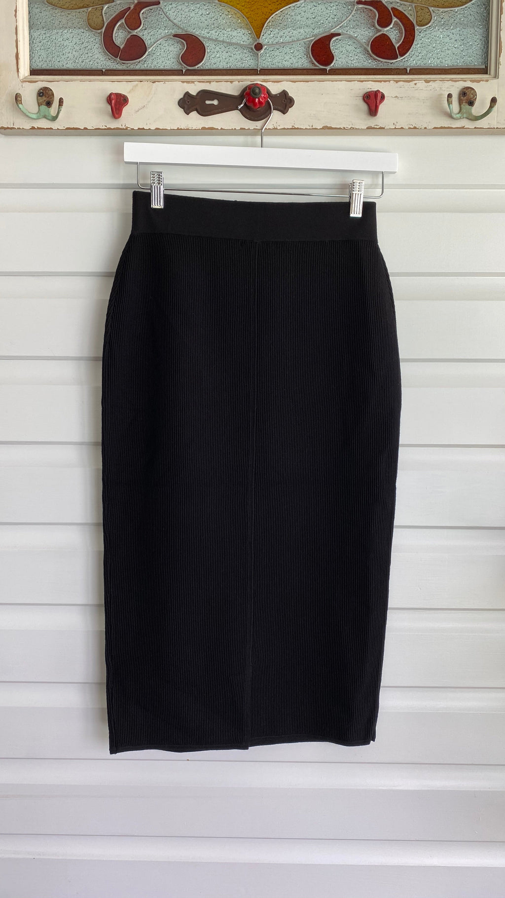 Ribbed Knit Skirt in Black