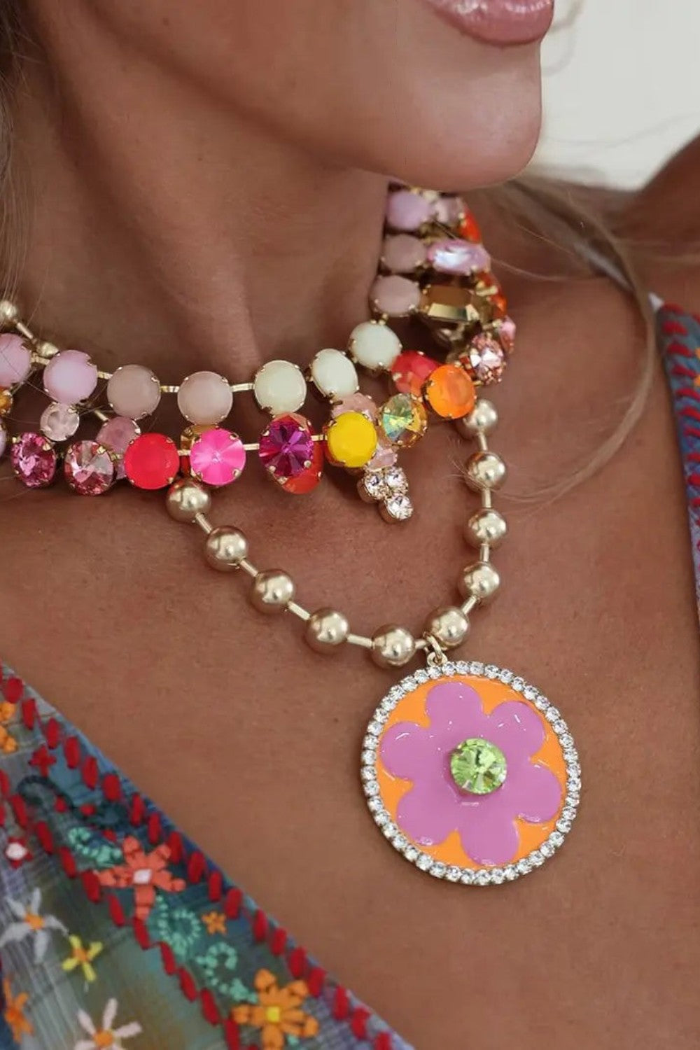 Toshka Necklace | Citrus  Lime Champagne